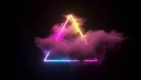3d-render,-abstract-minimal-background,-pink-blue-neon-triangular-frame